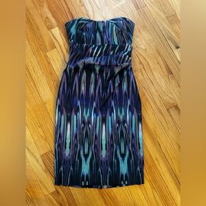 Karen Millen strapless black blue multicolour sexy classy bodycon Dress Size 6